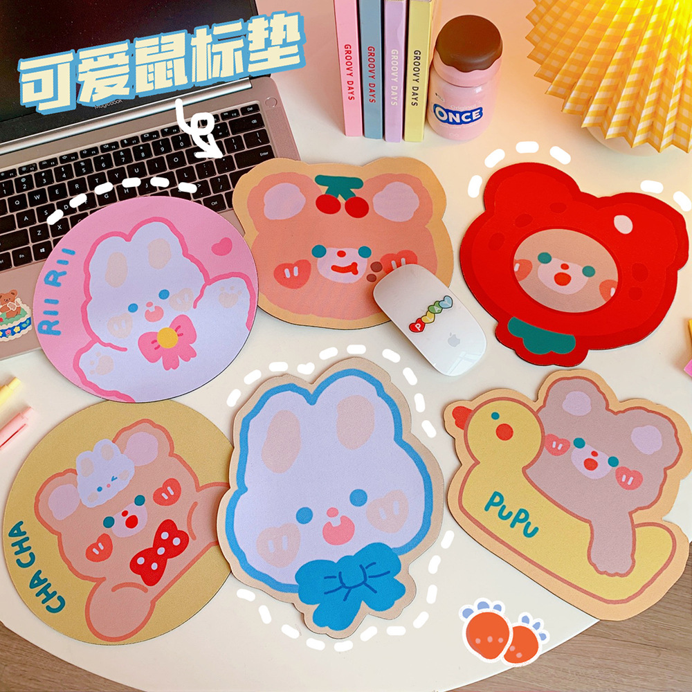 Creative Cartoon round Mouse Pad Cute Trumpet Soft and Adorable Bear and Rabbit Computer Wrist Pad Soft Shaped Student Office Pad