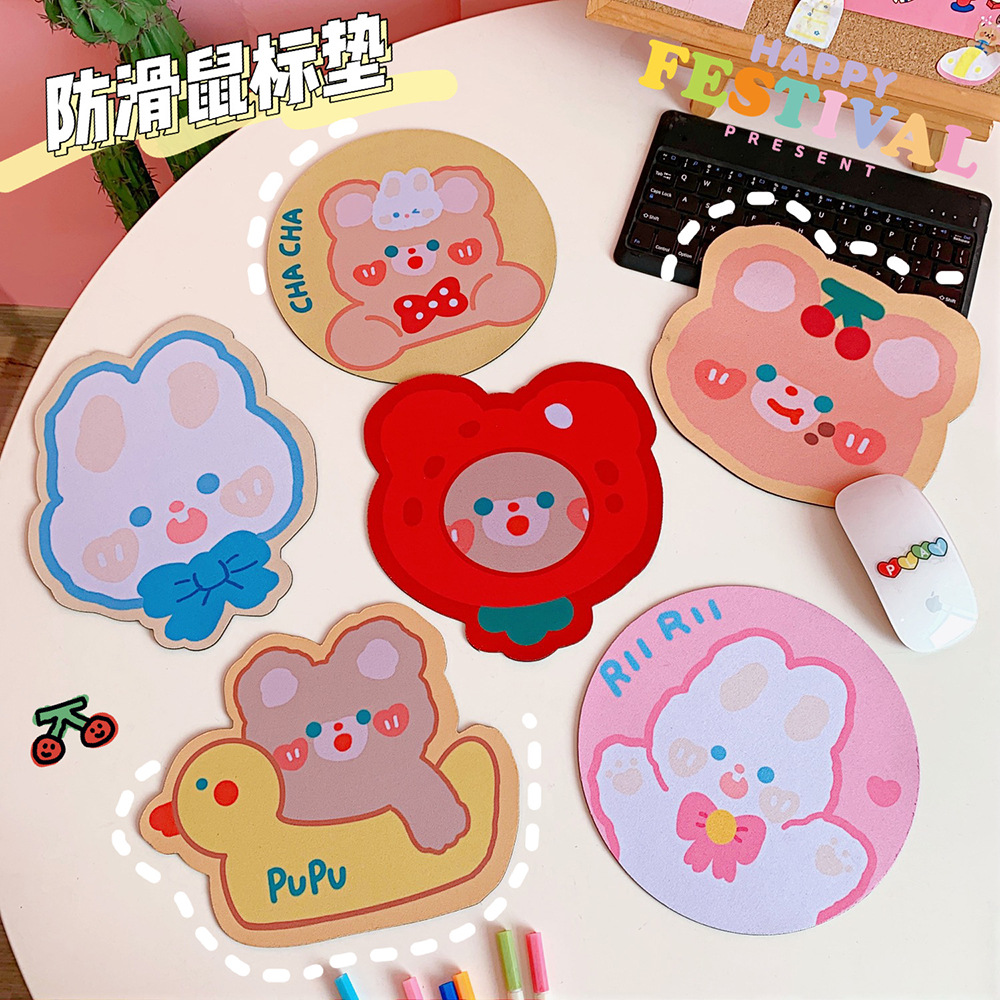Creative Cartoon round Mouse Pad Cute Trumpet Soft and Adorable Bear and Rabbit Computer Wrist Pad Soft Shaped Student Office Pad