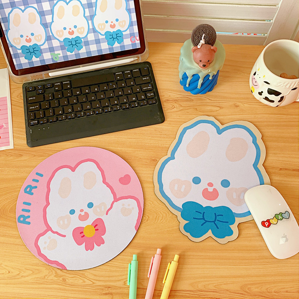 Creative Cartoon round Mouse Pad Cute Trumpet Soft and Adorable Bear and Rabbit Computer Wrist Pad Soft Shaped Student Office Pad