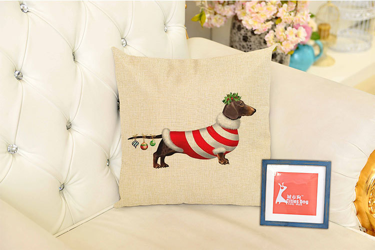Creative Cartoon Cute Christmas Sausage Dog Linen Pillow Cover Christmas Gift Cushion Cover Home Sofa Decoration Creative Cartoon Cute Christmas Sausage Dog Linen Pillow Cover Christmas Gift Cushion Cover Home Sofa Decoration