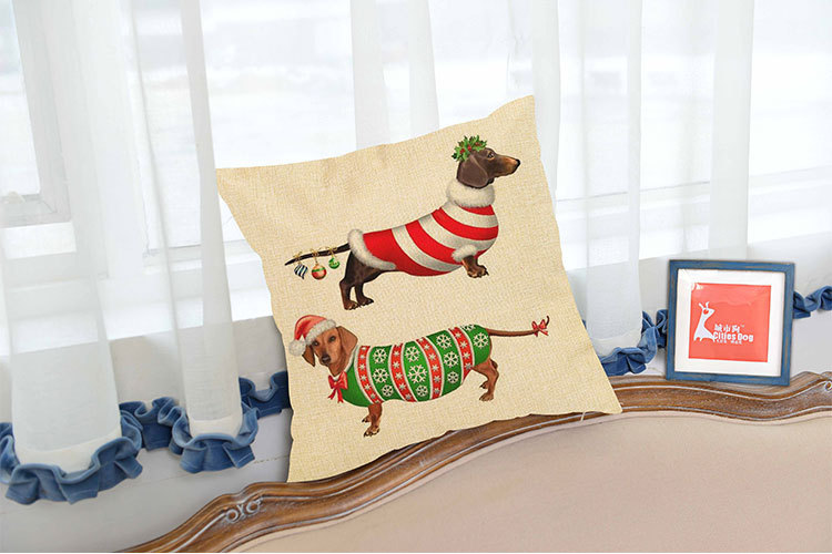 Creative Cartoon Cute Christmas Sausage Dog Linen Pillow Cover Christmas Gift Cushion Cover Home Sofa Decoration Creative Cartoon Cute Christmas Sausage Dog Linen Pillow Cover Christmas Gift Cushion Cover Home Sofa Decoration