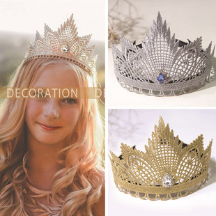 European and American New Children's Crown Hair Band Baby Hair Band Birthday Party Headdress Upgrade Can't Drop Rhinestone Hair Generation