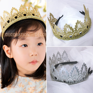 European and American New Children's Crown Hair Band Baby Hair Band Birthday Party Headdress Upgrade Can't Drop Rhinestone Hair Generation