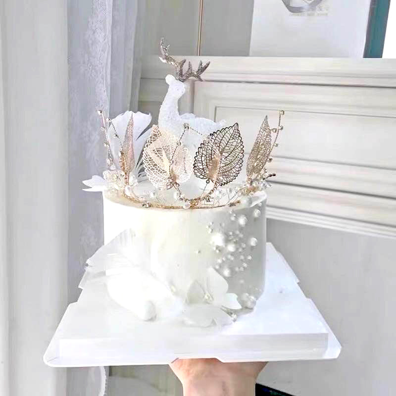 Birthday Crown Cake Decoration Computer Chip Leaves Handmade Headwear Baking Decoration European and American Crown Accessories Birthday Crown Cake Decoration Computer Chip Leaves Handmade Headwear Baking Decoration European and American Crown Accessories