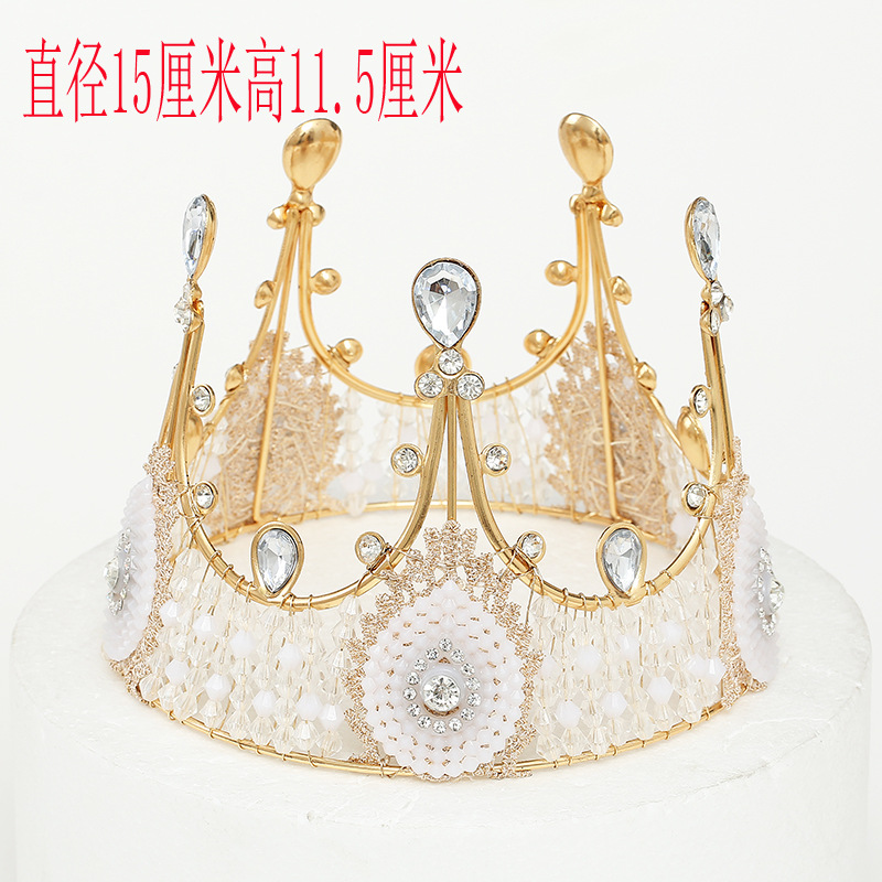 Spot Sale Cake Decoration Golden Lace Crown Baking Decoration European and American Bride Crown Birthday Crown Spot Sale Cake Decoration Golden Lace Crown Baking Decoration European and American Bride Crown Birthday Crown