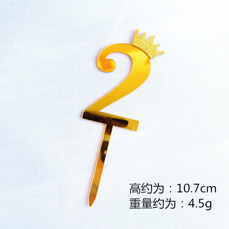 Birthday Cake Decoration Gold, Small Size Glitter Crown Number Acrylic Cake Insertion Baking Dessert Dress up Birthday Cake Decoration Gold, Small Size Glitter Crown Number Acrylic Cake Insertion Baking Dessert Dress up