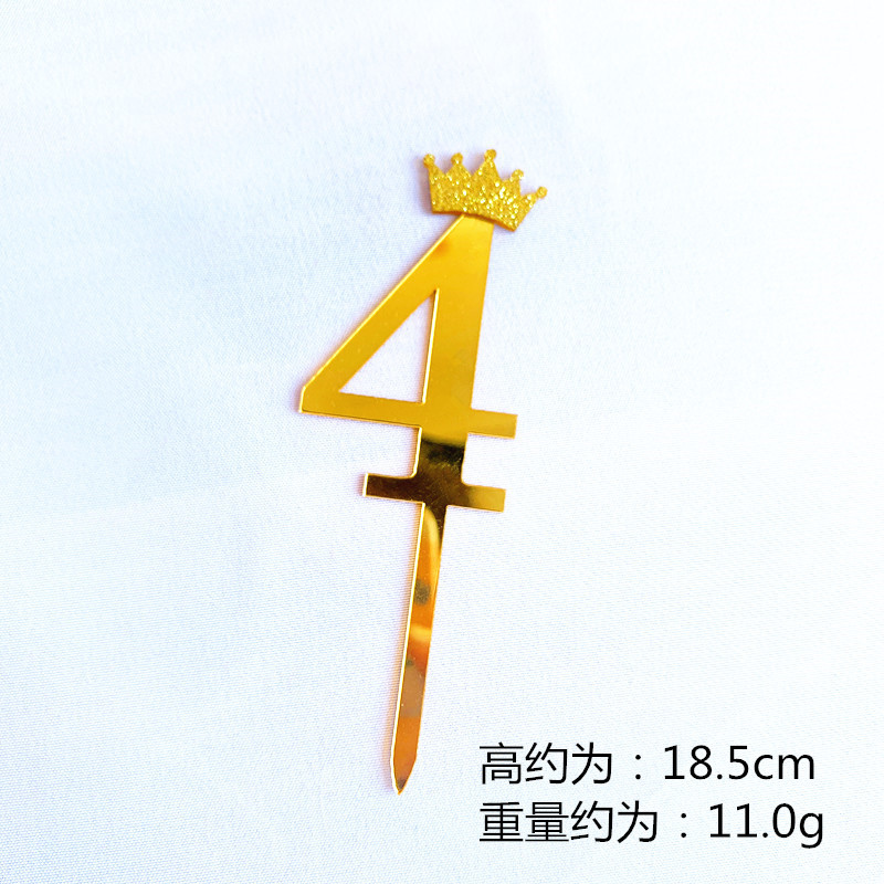 Birthday Cake Decoration Gold, Small Size Glitter Crown Number Acrylic Cake Insertion Baking Dessert Dress up Birthday Cake Decoration Gold, Small Size Glitter Crown Number Acrylic Cake Insertion Baking Dessert Dress up