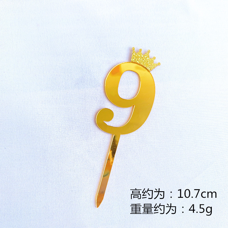 Birthday Cake Decoration Gold, Small Size Glitter Crown Number Acrylic Cake Insertion Baking Dessert Dress up Birthday Cake Decoration Gold, Small Size Glitter Crown Number Acrylic Cake Insertion Baking Dessert Dress up
