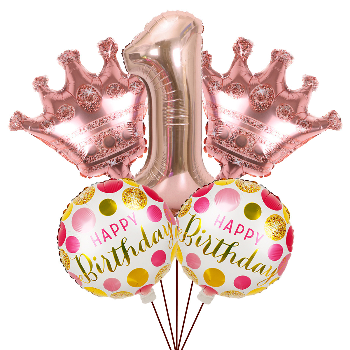 5PCs Crown Digital Balloon Combo Set 32 Inch Gold Color Digital Crown Package Birthday Balloon