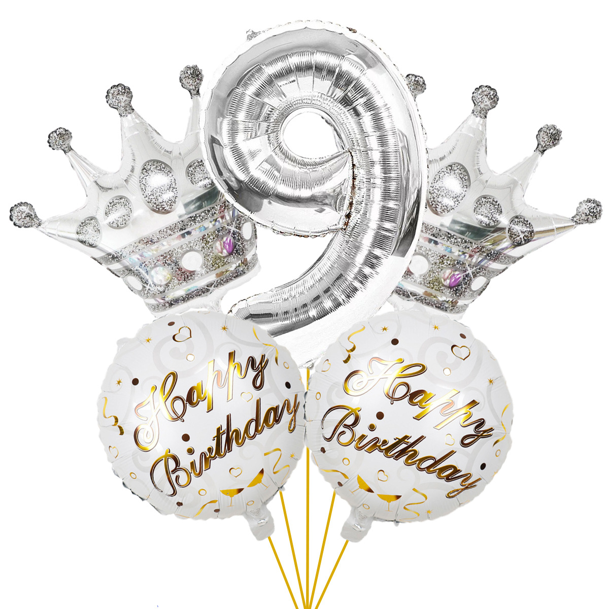 5PCs Crown Digital Balloon Combo Set 32 Inch Gold Color Digital Crown Package Birthday Balloon 5PCs Crown Digital Balloon Combo Set 32 Inch Gold Color Digital Crown Package Birthday Balloon