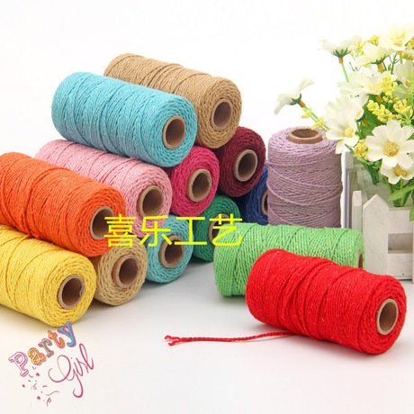 2mm thick Monochrome colored cotton rope DIY gift wrapping material strapping rope Christmas Braided colored rope
