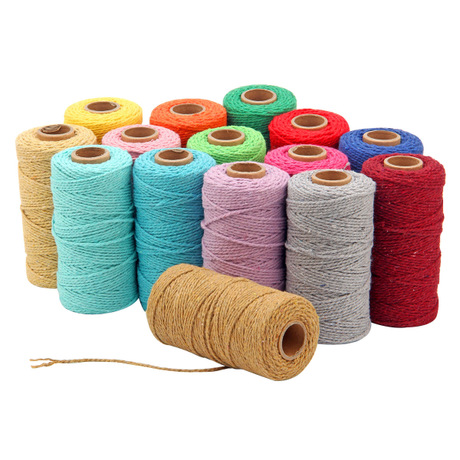 2mm thick Monochrome colored cotton rope DIY gift wrapping material strapping rope Christmas Braided colored rope