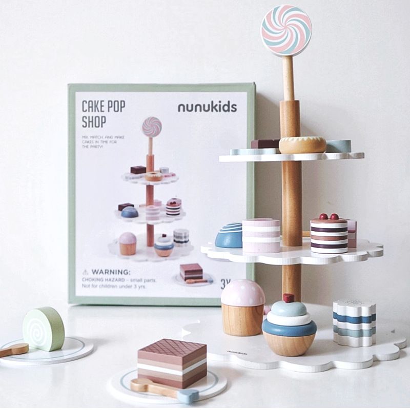 Nunkids Children Play House Dessert Package Combination Wooden Toys Gift Set Christmas Gift