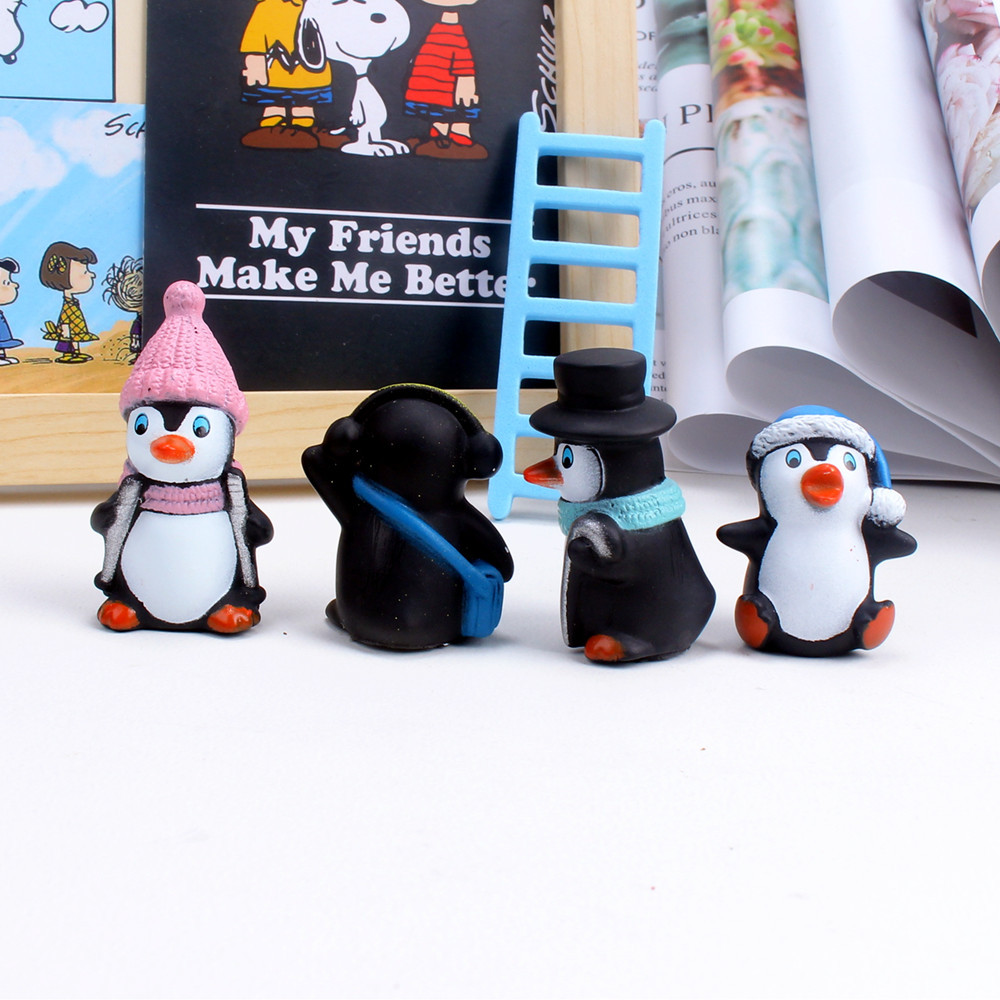 Vinyl Penguin 4-Piece Set Winter Clothes Penguin Cake Decoration Christmas Ice and Snow Theme Baking Dress up Fish Tank Decoration Vinyl Penguin 4-Piece Set Winter Clothes Penguin Cake Decoration Christmas Ice and Snow Theme Baking Dress up Fish Tank Decoration