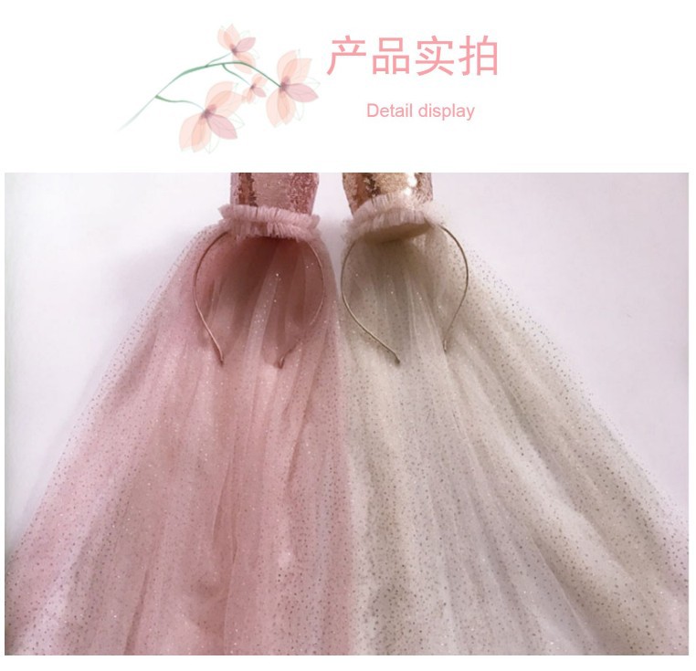 Children's Sequined Big Crown Flower Girl Veil Baby Headdress Birthday Mesh Headband Girls' Hairband Hair Accessories Wholesale