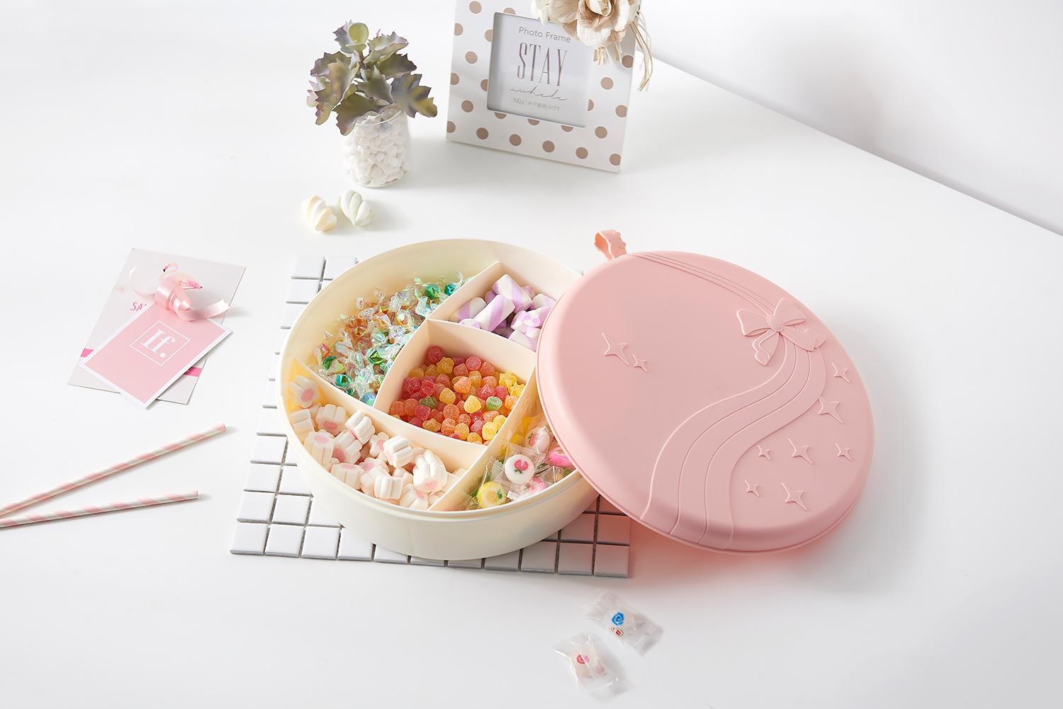 New Product Candy Box Creative Dried Fruit Tray Plastic Lazy Fruit Plate Wedding Wedding Candies Box Snack Melon Seeds Dried Fruit Box