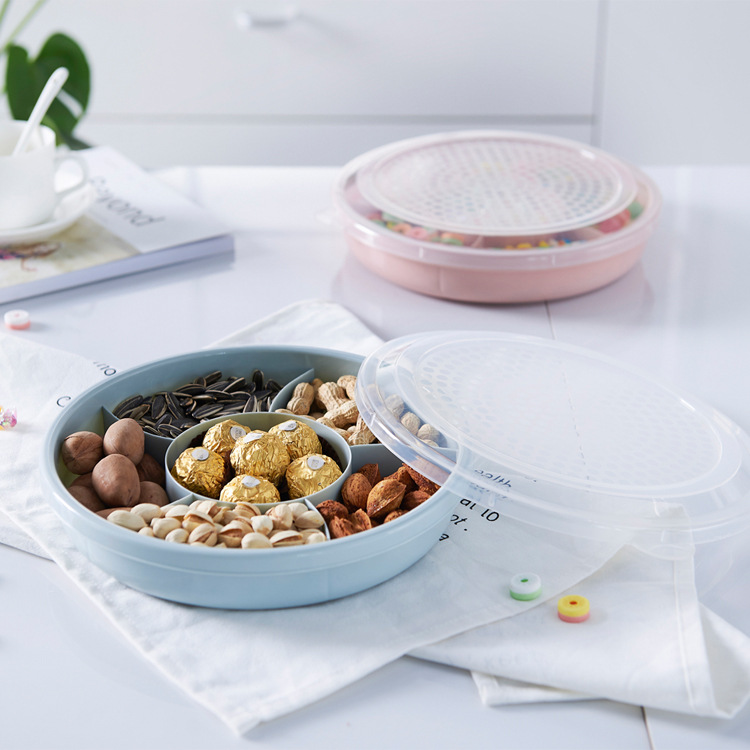 Covered Compartment Candy Box European Style Living Room Fruit Snack Storage Box Plastic Wedding Dried Fruit Tray Covered Compartment Candy Box European Style Living Room Fruit Snack Storage Box Plastic Wedding Dried Fruit Tray