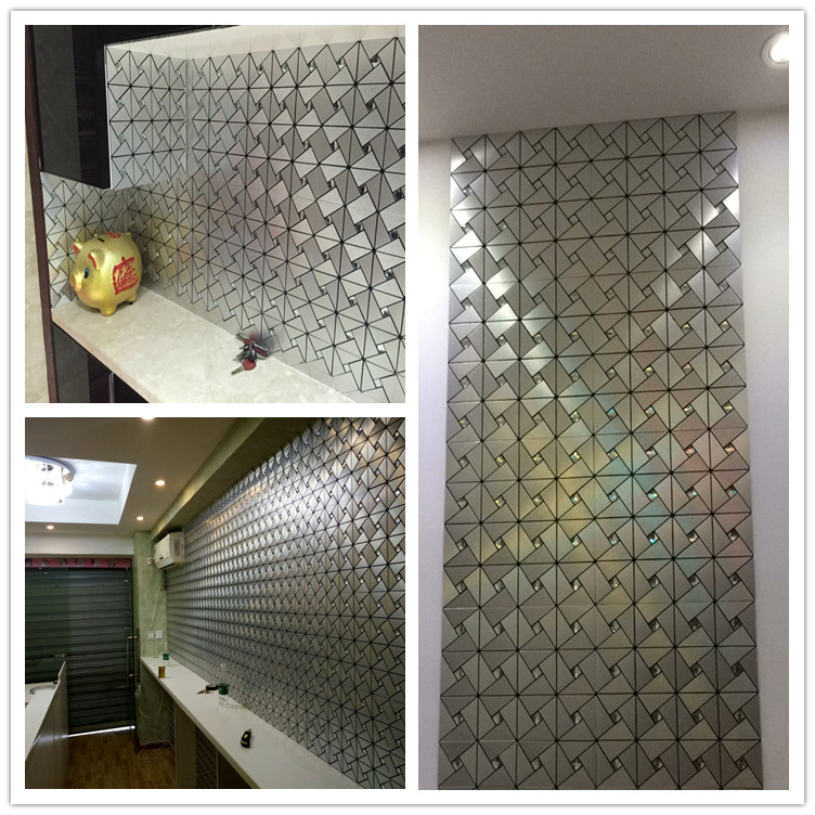 Triangle Windmill Aluminum Plate Mosaic Tile Self-Adhesive Wall Sticker TV Hallway Background Wall Self-Adhesive Cross-Border Manufacturer