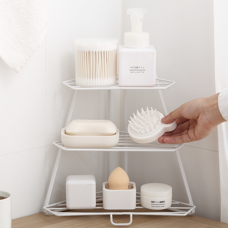 Iron Triangle Three-Layer Storage Rack Kitchen Storage Spice Jar Storage Rack Rack Holder Bowl Rack Home Storage