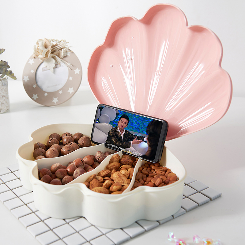 Shell Light Luxury Candy Box Compartment Snack Box Dried Fruit Tray Shell Melon Seeds Plate Handphone-Friendly Dried Fruit Box Shell Light Luxury Candy Box Compartment Snack Box Dried Fruit Tray Shell Melon Seeds Plate Handphone-Friendly Dried Fruit Box