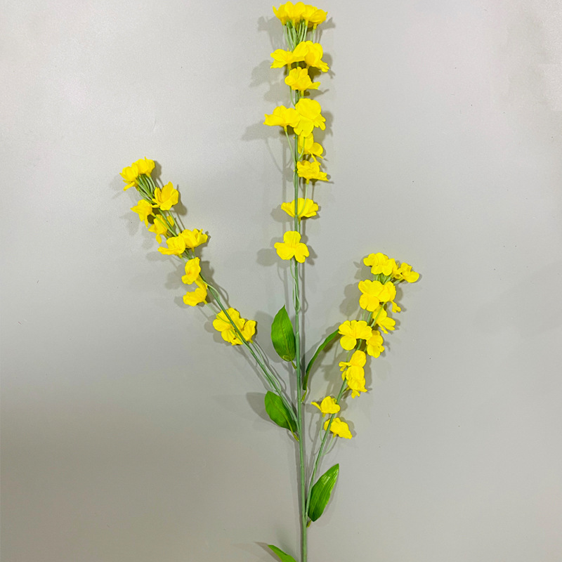 Simulation 3 Fork Rape Flower Wedding Wedding Hall Hotel Soft Decoration Ceiling Arch Decoration Raw Silk Flower Road Lead Flower Arrangement Material Simulation 3 Fork Rape Flower Wedding Wedding Hall Hotel Soft Decoration Ceiling Arch Decoration Raw Silk Flower Road Lead Flower Arrangement Material