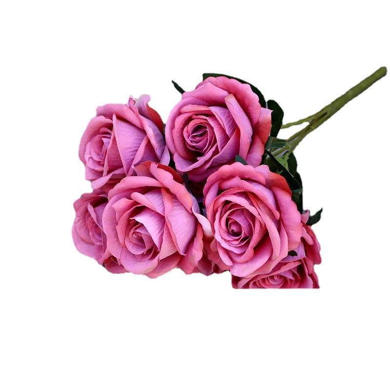 Wholesale Flannel Seven-Head Rose Wedding Handle Bunch of Roses Bridal Bouquet Wedding Hall Ceiling Hotel Decoration Artificial Flower