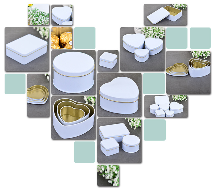 Wedding Supplies Return Gift Creative Tinplate Candy Box White Series Heart-Shaped Multiple Models Candy Box Wedding Supplies Return Gift Creative Tinplate Candy Box White Series Heart-Shaped Multiple Models Candy Box