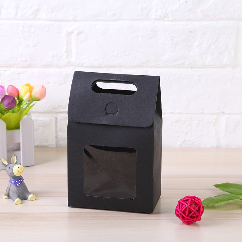 Clamshell kraft paper carrying box spot snack candy box dry fruit tea wrapping gift paper bag can be launched