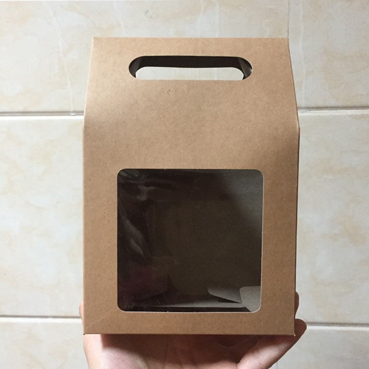 Clamshell kraft paper carrying box spot snack candy box dry fruit tea wrapping gift paper bag can be launched