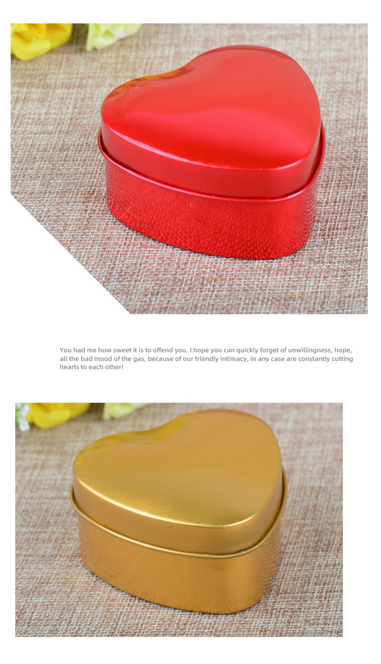 Creative Wedding Supplies Tinplate Wedding Candies Box Heart-Shaped Gift Candy Box Solid Color Wedding Candies Box Factory in Stock