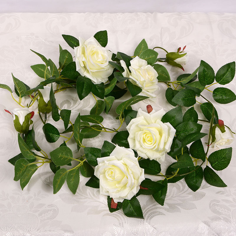 Artificial Rose Vine Fake Flower Rattan Air Conditioning Pipe Hiding Living Room Ceiling Decoration Plastic Vine Twining Plants Artificial Rose Vine Fake Flower Rattan Air Conditioning Pipe Hiding Living Room Ceiling Decoration Plastic Vine Twining Plants