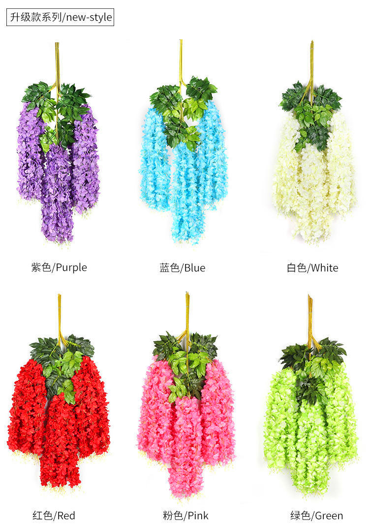 Artificial Wisteria Bean Flower String Long Wedding Celebration Decoration Rattan Indoor Ceiling Vine Flowers Violet HANAFUJI Fake Flower Artificial Wisteria Bean Flower String Long Wedding Celebration Decoration Rattan Indoor Ceiling Vine Flowers Violet HANAFUJI Fake Flower