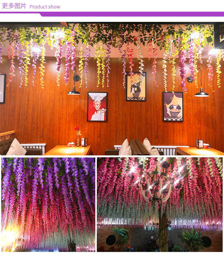 Artificial Wisteria Bean Flower String Long Wedding Celebration Decoration Rattan Indoor Ceiling Vine Flowers Violet HANAFUJI Fake Flower Artificial Wisteria Bean Flower String Long Wedding Celebration Decoration Rattan Indoor Ceiling Vine Flowers Violet HANAFUJI Fake Flower