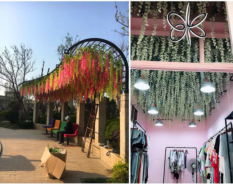 Artificial Wisteria Bean Flower String Long Wedding Celebration Decoration Rattan Indoor Ceiling Vine Flowers Violet HANAFUJI Fake Flower Artificial Wisteria Bean Flower String Long Wedding Celebration Decoration Rattan Indoor Ceiling Vine Flowers Violet HANAFUJI Fake Flower