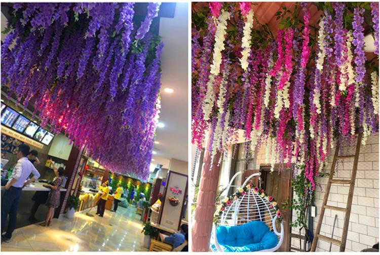 Artificial Wisteria Bean Flower String Long Wedding Celebration Decoration Rattan Indoor Ceiling Vine Flowers Violet HANAFUJI Fake Flower Artificial Wisteria Bean Flower String Long Wedding Celebration Decoration Rattan Indoor Ceiling Vine Flowers Violet HANAFUJI Fake Flower