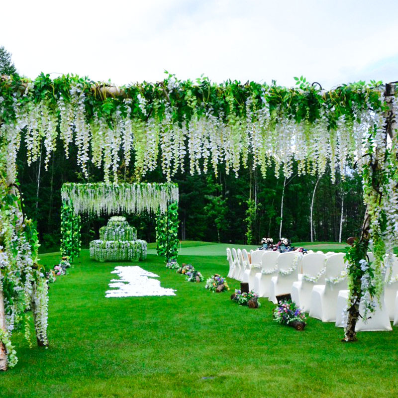 Artificial Wisteria Ceiling Wedding Corridor Ornamental Flower Artificial Flowers Simulation Tofu Pudding the Flowers Indoor Green Leaf and Fake Flower