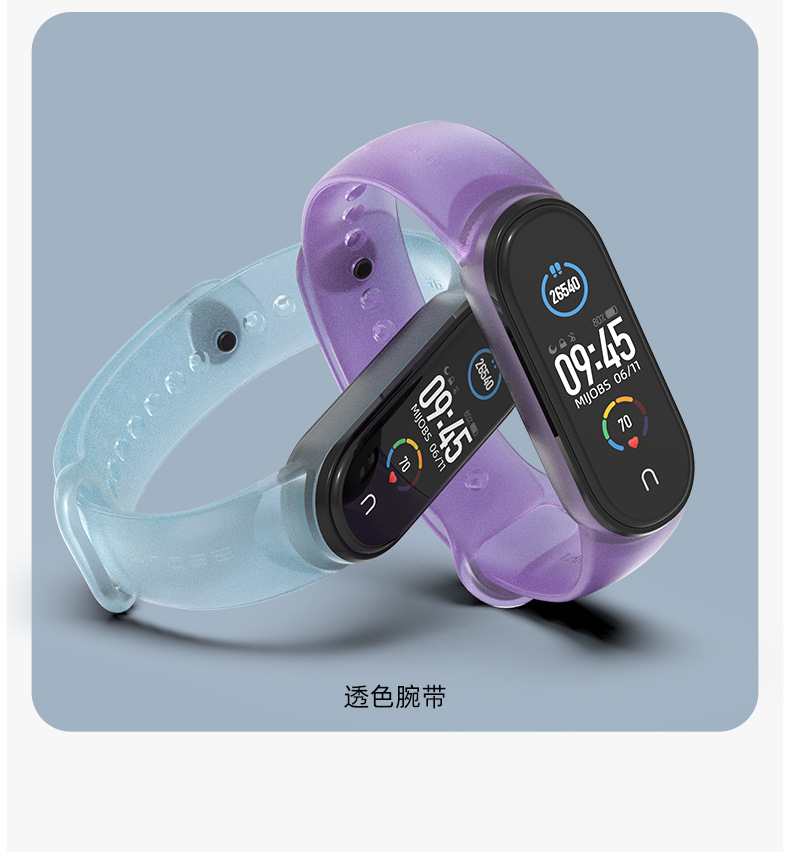 Xiaomi Bracelet 5 Strap TPU Silicone Replacement Strap Color Celebrity Inspired Transparent Color Bracelet Wrist Strap Xiaomi Bracelet 5 Strap TPU Silicone Replacement Strap Color Celebrity Inspired Transparent Color Bracelet Wrist Strap