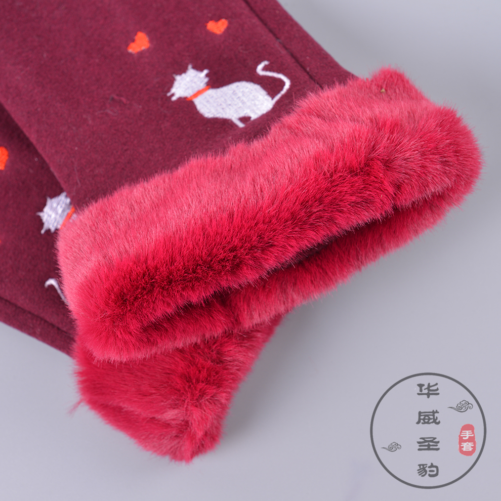 Winter Women&#039;s Warm-Keeping and Cold-Proof Plush Cycling Touch Screen plus Velvet Thickened Korean Style Cute Gloves