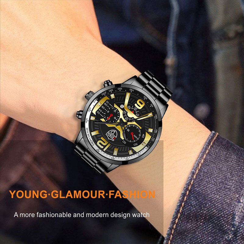 New Fashion Men's Stainless Steel Calendar Watch Business Quartz Watch Deyros Brand Wrist Watch in Stock