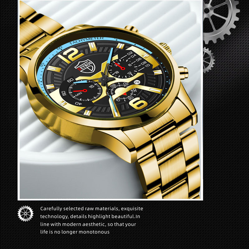 New Fashion Men's Stainless Steel Calendar Watch Business Quartz Watch Deyros Brand Wrist Watch in Stock