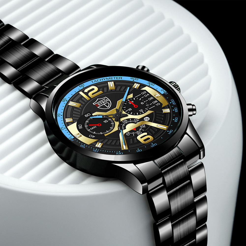 New Fashion Men's Stainless Steel Calendar Watch Business Quartz Watch Deyros Brand Wrist Watch in Stock