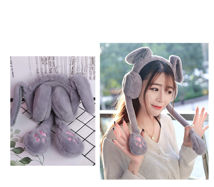 Internet Celebrity Ins Toy TikTok Same Style Moving Rabbit Ears Hair Hoop Plush Hat Cute Cute Hair Accessories for Girls