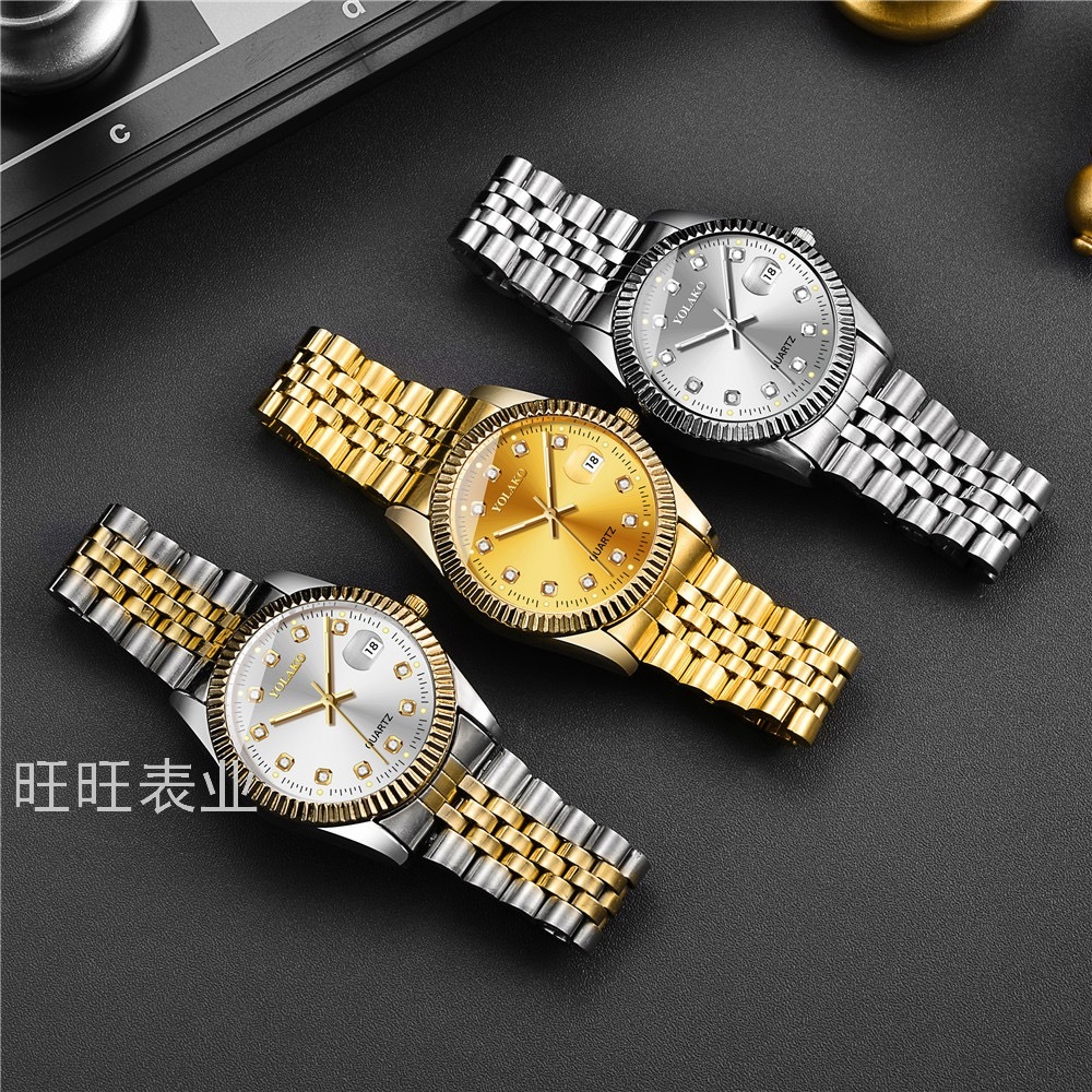 New Influencer Fashion Diamond Gold Watch Men&#039;s Quartz Watch Rhinestone Quartz Men&#039;s Business Steel Belt Wrist Watch
