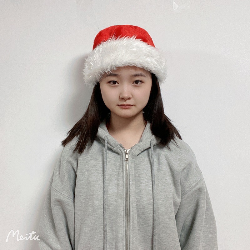 2021 Hot Sale Factory Direct Supply Christmas Decorations Red Adult plus Size Thickened and Densely Woven Plush Christmas Hat