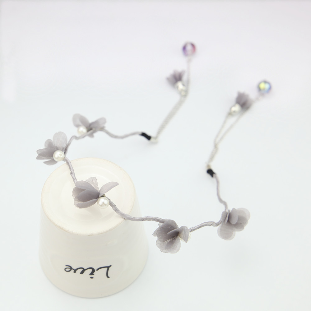 2021 Korean New Hair Accessories Fashion Flower Headband Silk Flower Pearl Sweet Fresh Pseudo Earrings Headdress