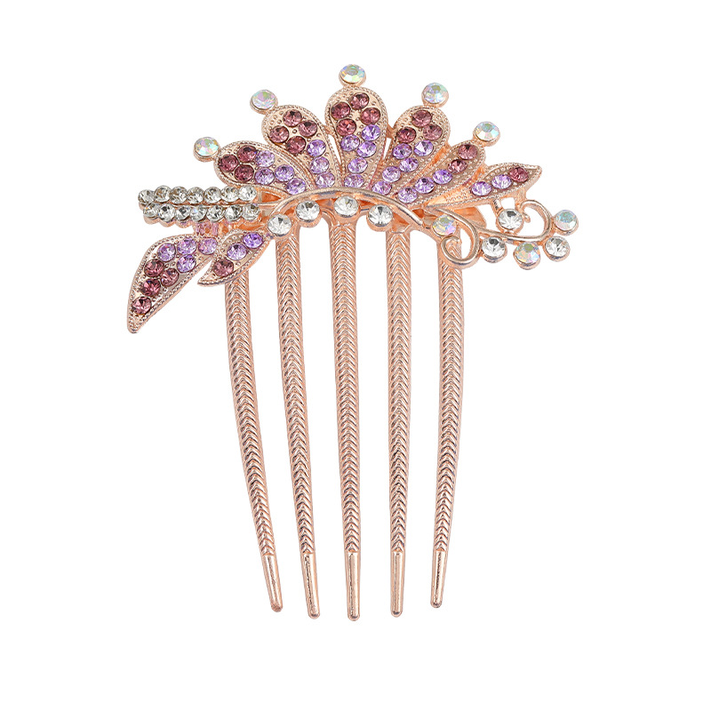 Factory Wholesale Back Head Rhinestone Tuck Comb Hairpin Clip Headdress Flower Hair Comb Headdress Female Hair Accessories Bun Hair Band