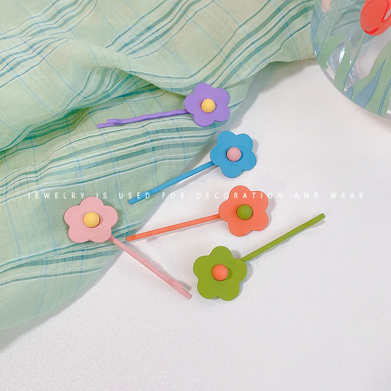 Minimalist Candy Color Flower Barrettes Korean Style Cute Barrettes Young Girl Personalized Design Headdress for Women