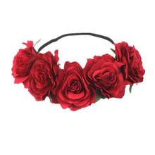 European and American Bride Flower Vacation Accessories Dance Party Hair Accessories Dance Side Clip Headdress Red Rose Flower Hairpin