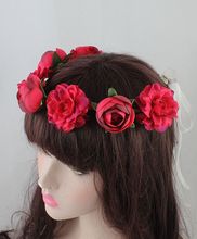 European and American Bride Flower Vacation Accessories Dance Party Hair Accessories Dance Side Clip Headdress Red Rose Flower Hairpin