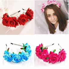 European and American Bride Flower Vacation Accessories Dance Party Hair Accessories Dance Side Clip Headdress Red Rose Flower Hairpin